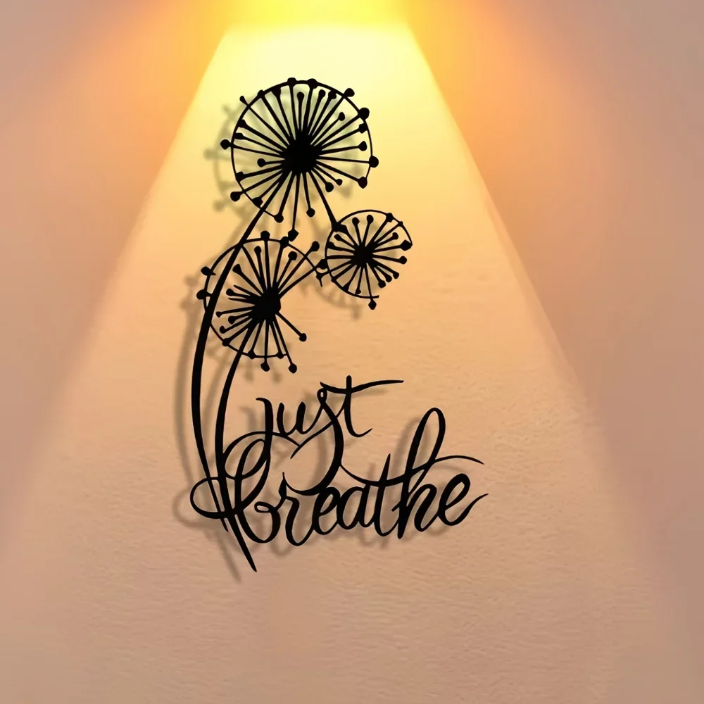 CIFBUY Dandelion Flower Metal Wall Art, Elegant Minimalist Iron Craft Sign, Hanging Plaque for Home Office Kitchen Bar