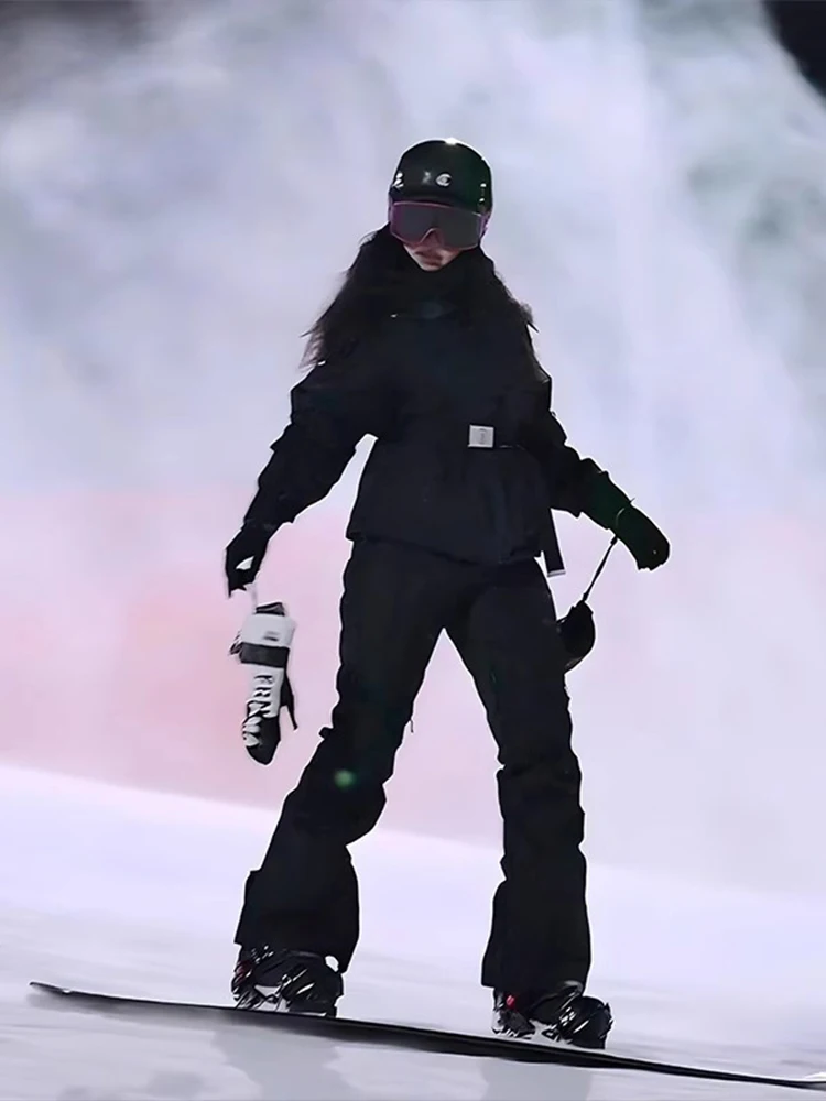 

Мужские зимние уличные брюки для сноуборда с флисовой подкладкой, водонепроницаемые, функциональные рабочие штаны, прямой крой, средняя/низкая посадка на талии