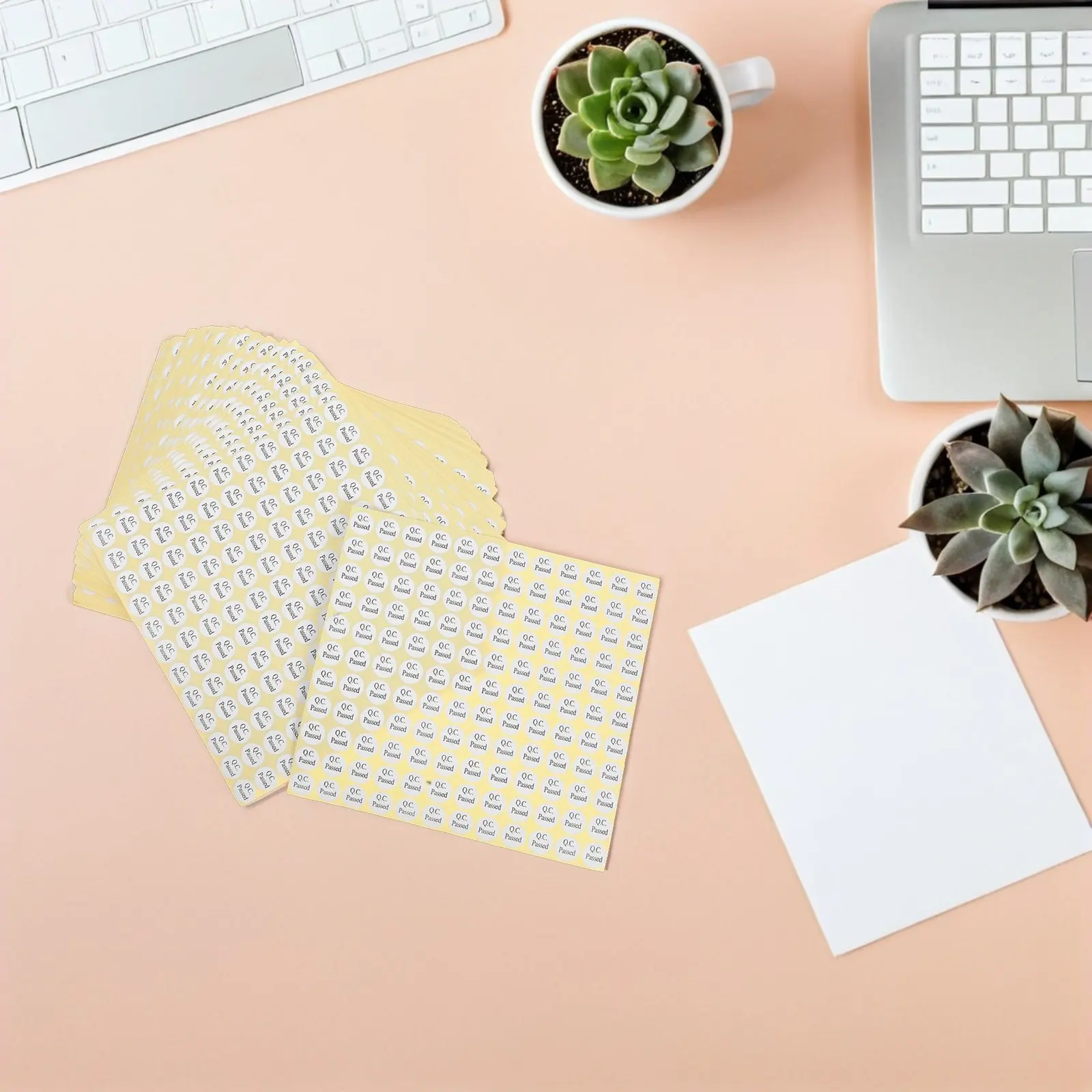 

150 круглых белых самоклеящихся этикеток (наклеек) для контроля качества, складского учета, упаковки и тестирования (QC Passed)