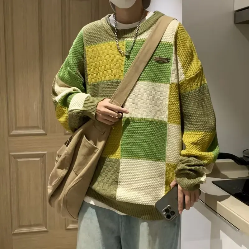 

een Мужской вязаный свитер большого размера Jaet, осенне-зимняя верхняя одежда, длинный свеч, цвет Blo, полиэфирное волокно, M Fem Uni...