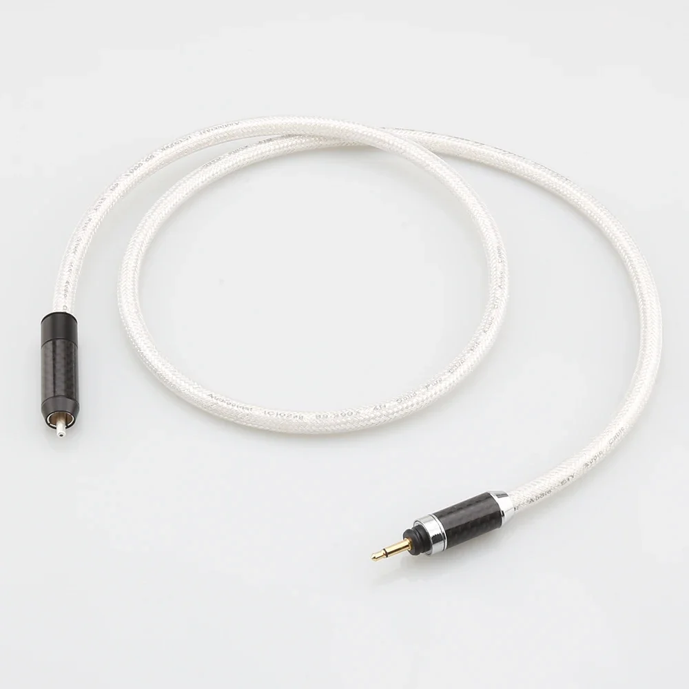 HiFi IC102AG 18awg Pure Solid Silver Cable 3.5mm Plug to Viborg Silver RCA Connector Digital Coxical Cable