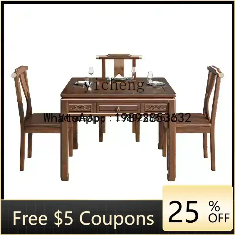 YZ   new Chinese solid wood dining table chair eight immortals table walnut small square table