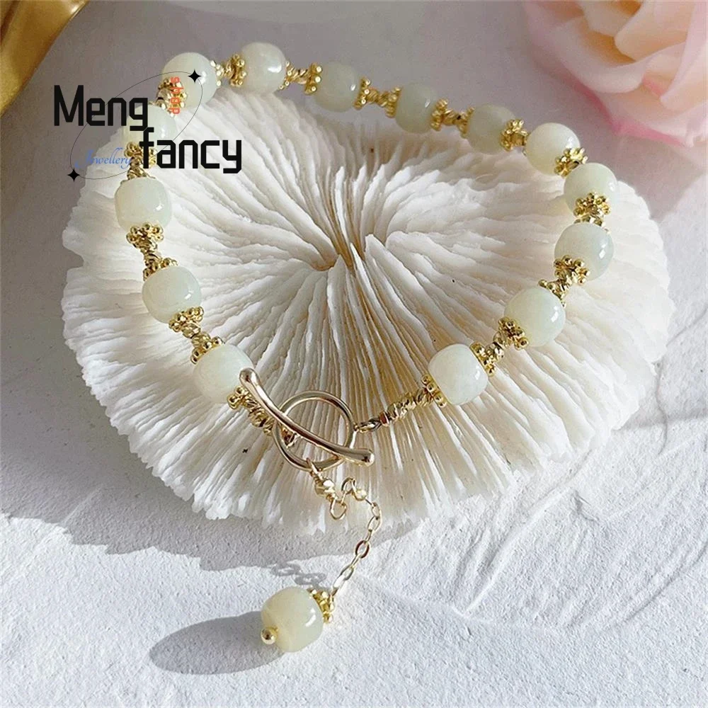 

Natural Hetian Jade Bracelet Niche Design Light Luxury Retro Style Bracelet Exquisite Elegant Sexy Young Girls Fashion Jewelry