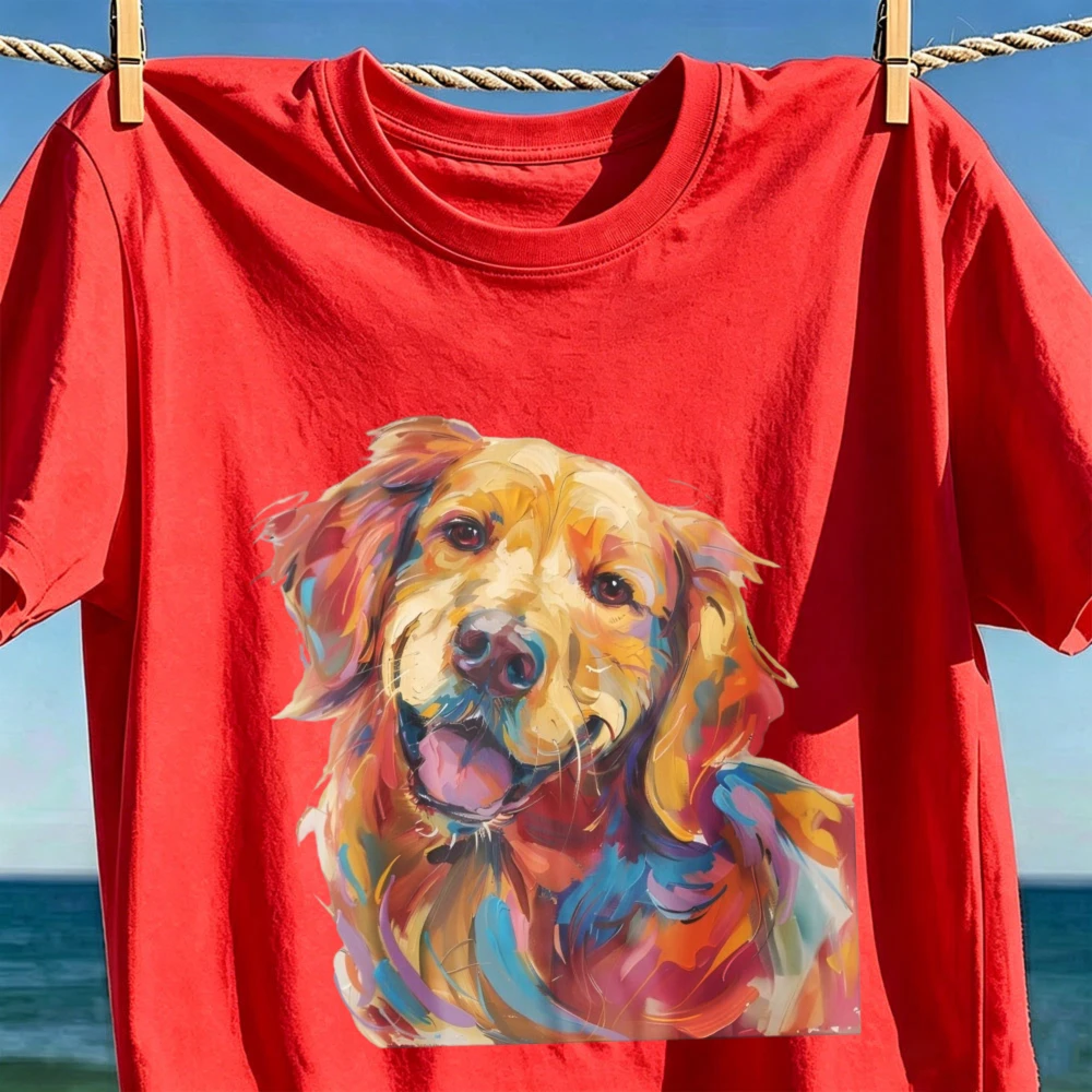 Cute Golden Retriever Vibrant Watercolors Tshirt Golden Retriever Brushstrokes Tee Fashion Funny Dog Mama/Dady Shirt Cotton Tees