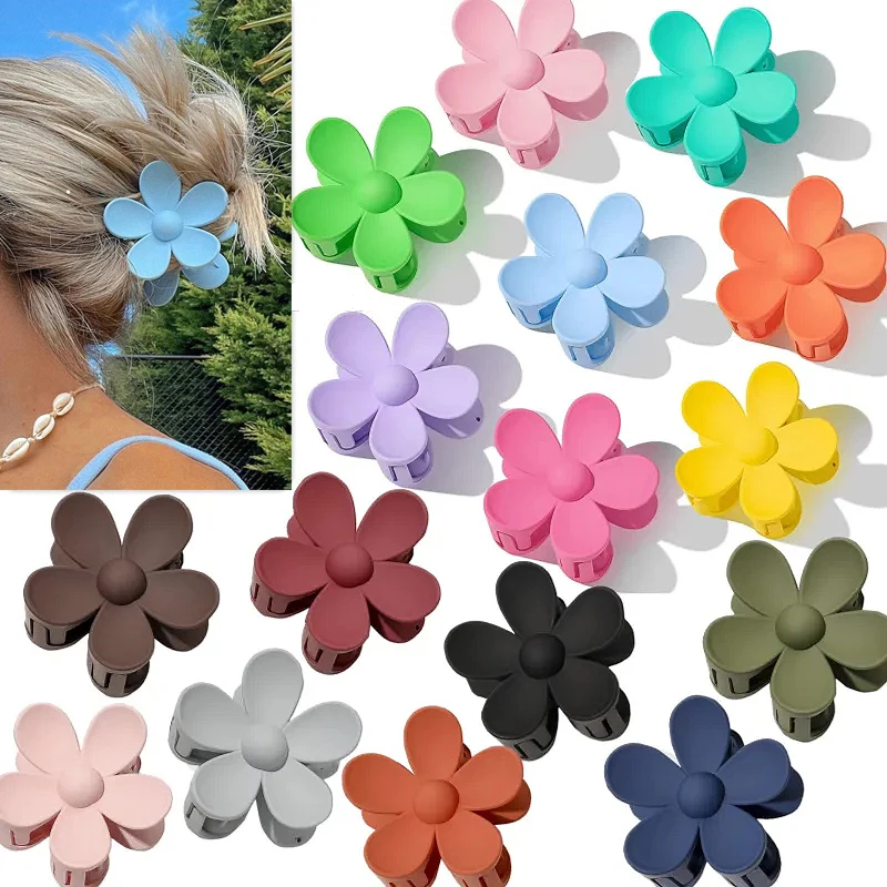 New Fashion Flower Claw Clips for Women Girls Sweet Hair Claw Crab Clamps Solid Color Hair Clip Headband Clips Hair Accessories