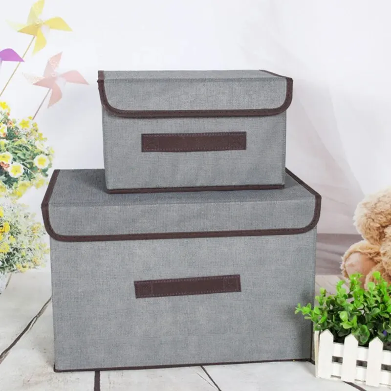 Fold Non Woven Fabric Storage Box Gray Home Supplies Clothing Underwear Sock And Kid Toy Storage Organizer Cosmetics