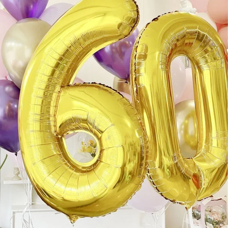 32 Inch Gold Black White Big Number Balloons For Kids Girls Birthday Wedding Party 16 18 21 30 50 60 Years Anniversary Decora