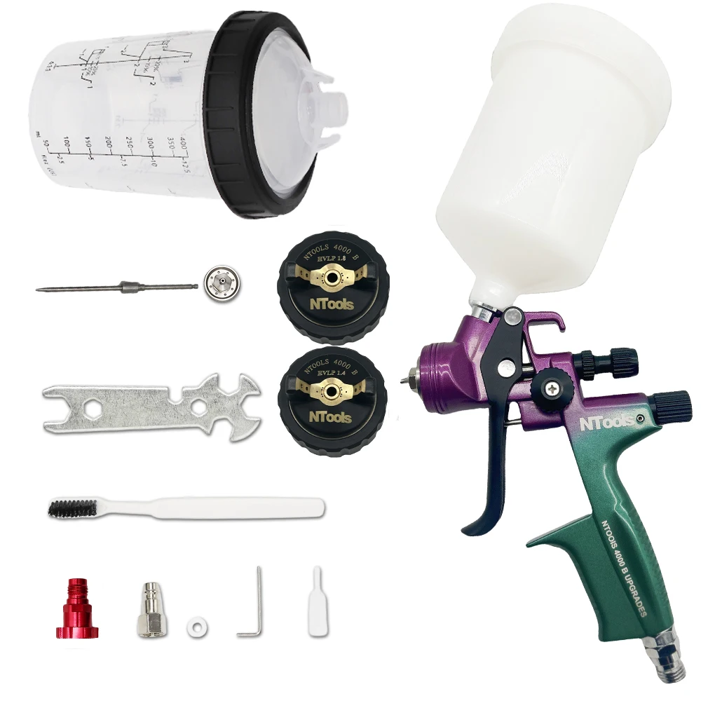Spray Gun Nozzle 1.4 And1.8mm With 400CC Mix Tank and Adpater Car Paint Gun Varnish Paint Sprayer HV LP 4000B Air Spray Gun
