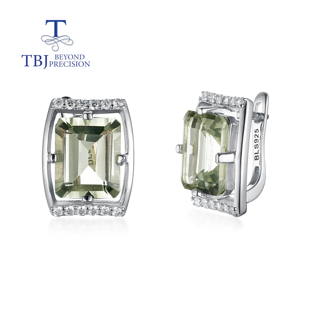 New hot selling gemstone natural green amethyst earrings for women 925 sterling silver fine jewelry gift