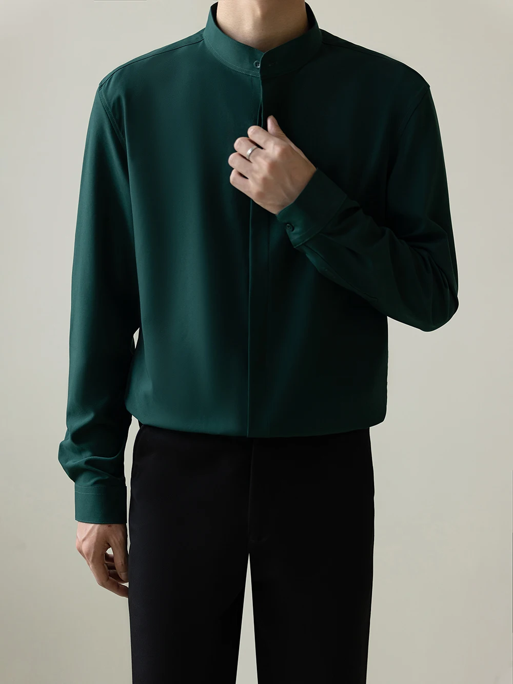 Business Style Long Sleeve Men's Shirt Slim Fit Ice Silk No Ironing Required Autumn New Arrival Korean Version Fashionable Ch...