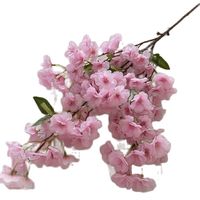 One Silk Artificial Cherry Blossom Branch Fake Sakura Flower Stem More Flower Heads 6 Colors for Wedding Sakura Tree Decoration