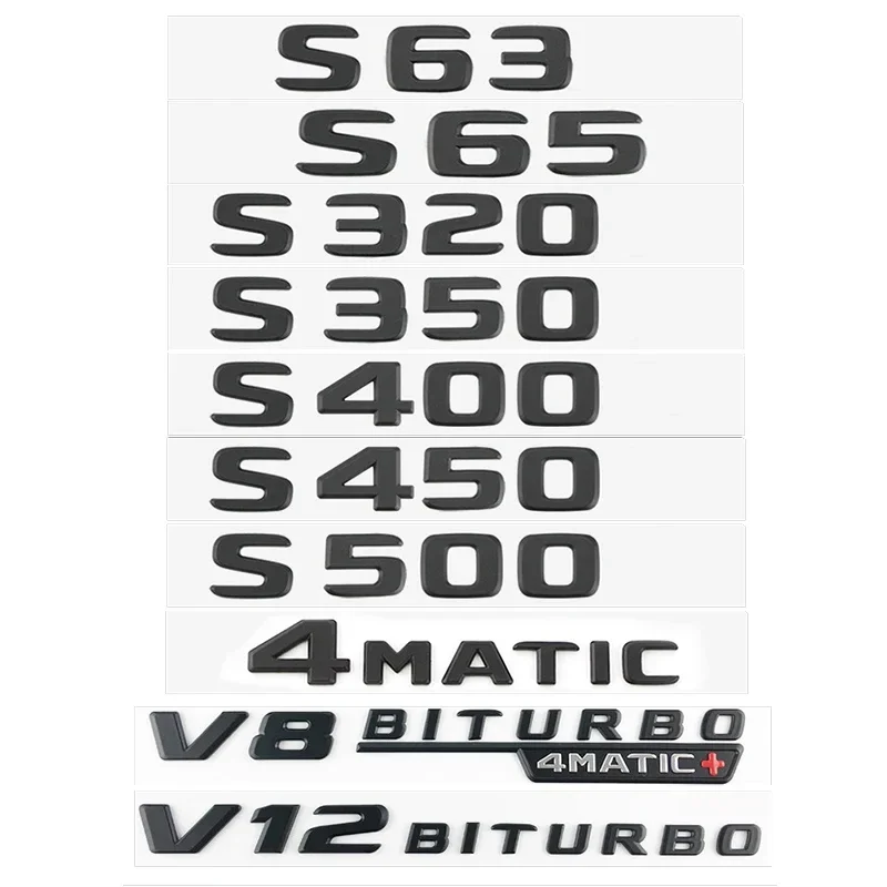 

ABS Black 3D Car Letters Stickers For Mercedes S63 S65 AMG S320 S350 S400 S450 S500 W222 W221 V12 V8 Biturbo Emblem Accessories