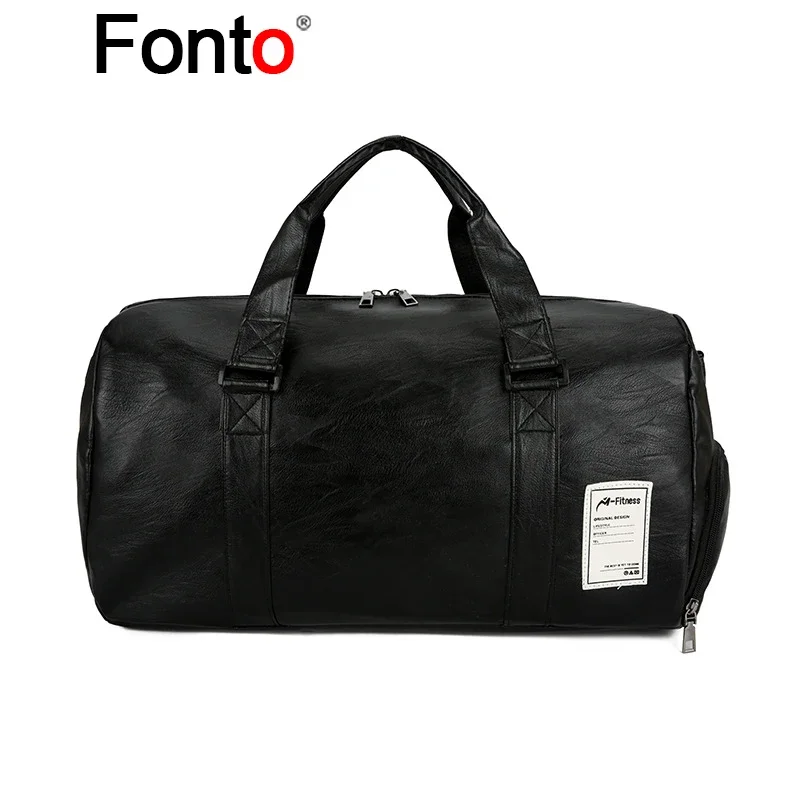 Fonto New Short Distance Travel Fitness Bag Dry Wet Separation Sports Training Bag Men's PU Waterproof Portable Travel Bag