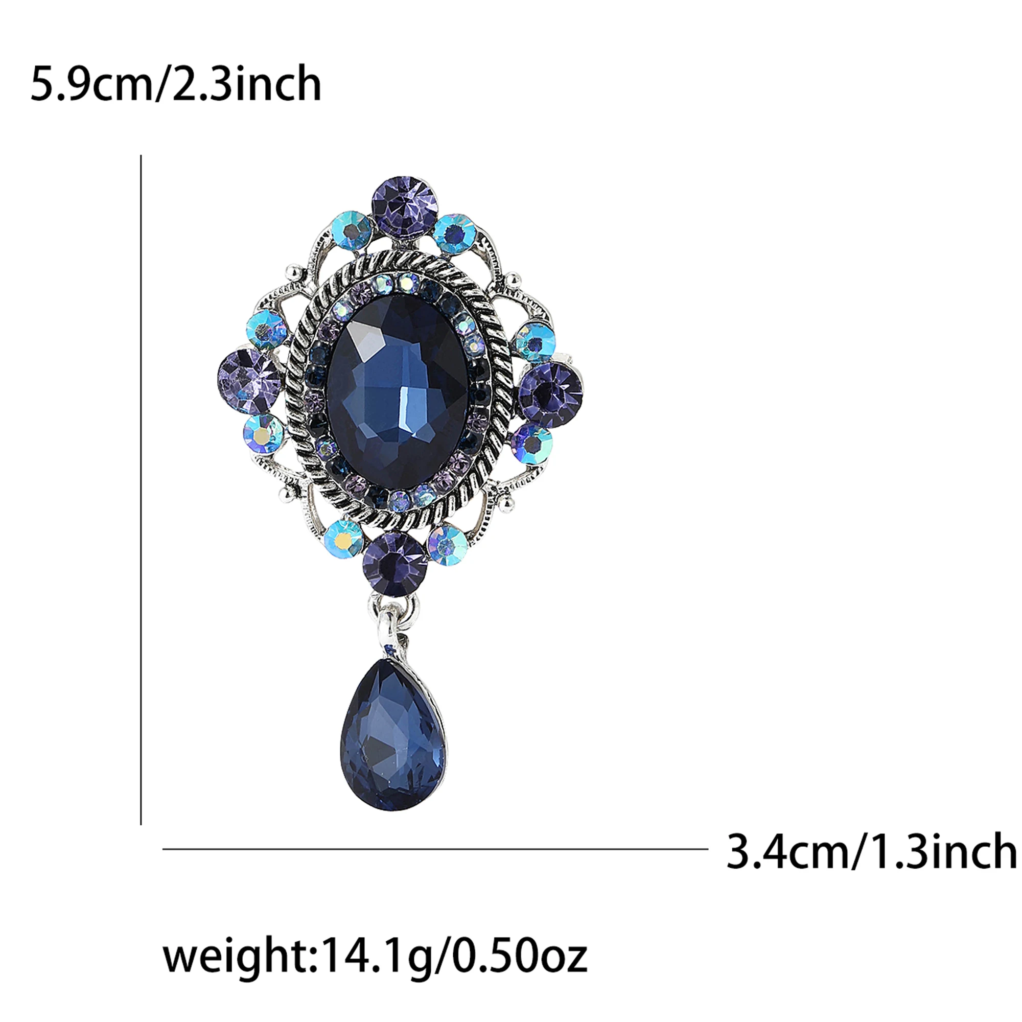 Rhinestones Palace Baroque Style Brooches for Women Unisex Small Glass Pendant Pin Office Party Friend Gifts Jewelry Accessories