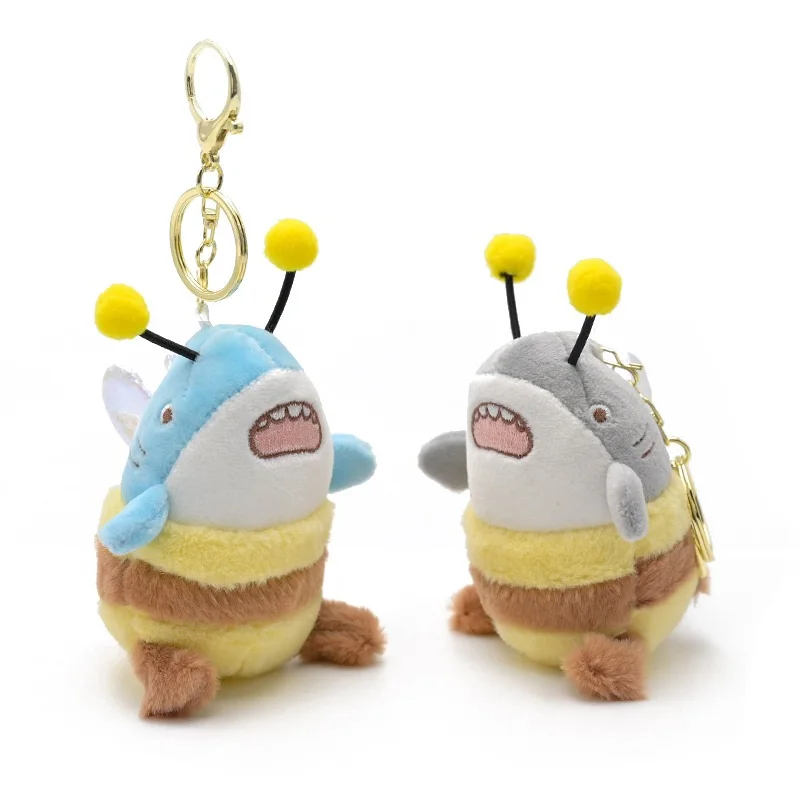 new Cute Trendy Popularity creative  shark dress like bee pendant Exquisite soft Soothe  doll fashione Keychain couple gift