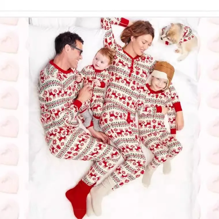 

Christmas matching family outfit long sleeve moose print Christmas family outfit long sleeve pajamas pajama pants home clothing