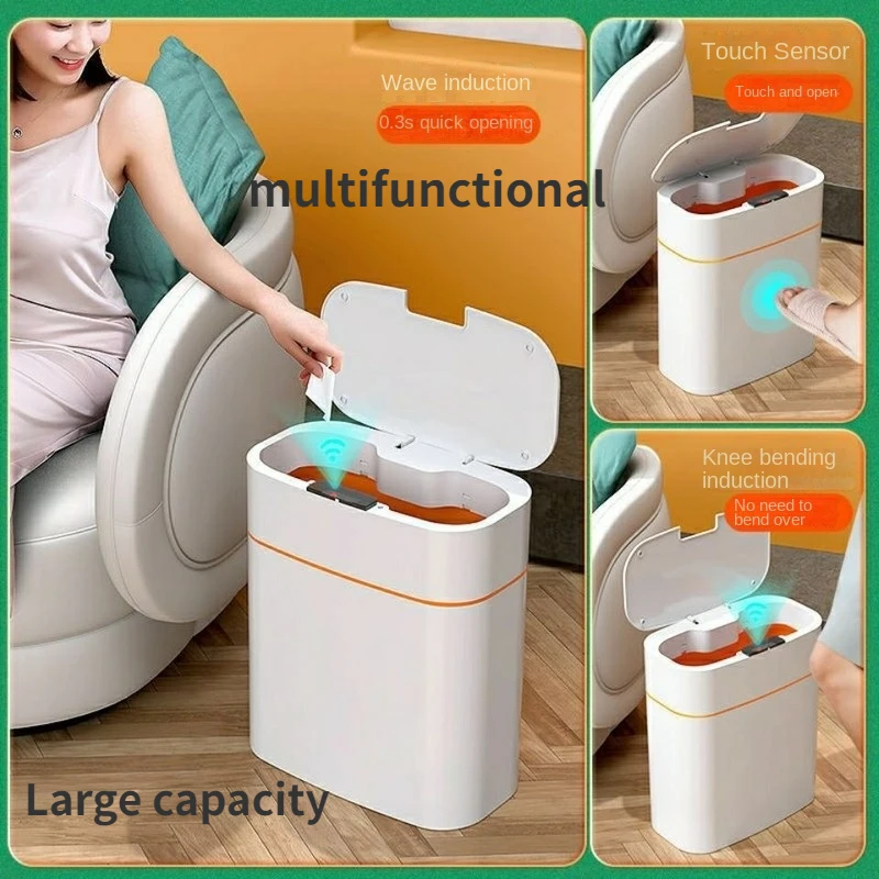 16/13L Smart Trash Can High-tech Induction Storage Bucket Bathroom Deodorant Waterproof Trash Can Household Compost Bin with Lid