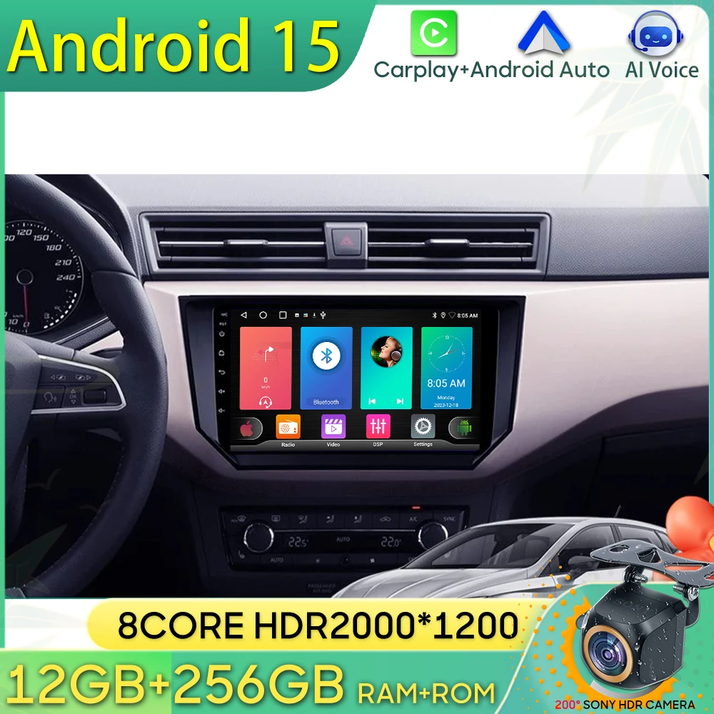 

Автомобильное радио Android 15 для Seat Ibiza 2017 2018 2019 2020 GPS-навигация Android Auto Carplay Wi-Fi стерео экран без 2din DVD