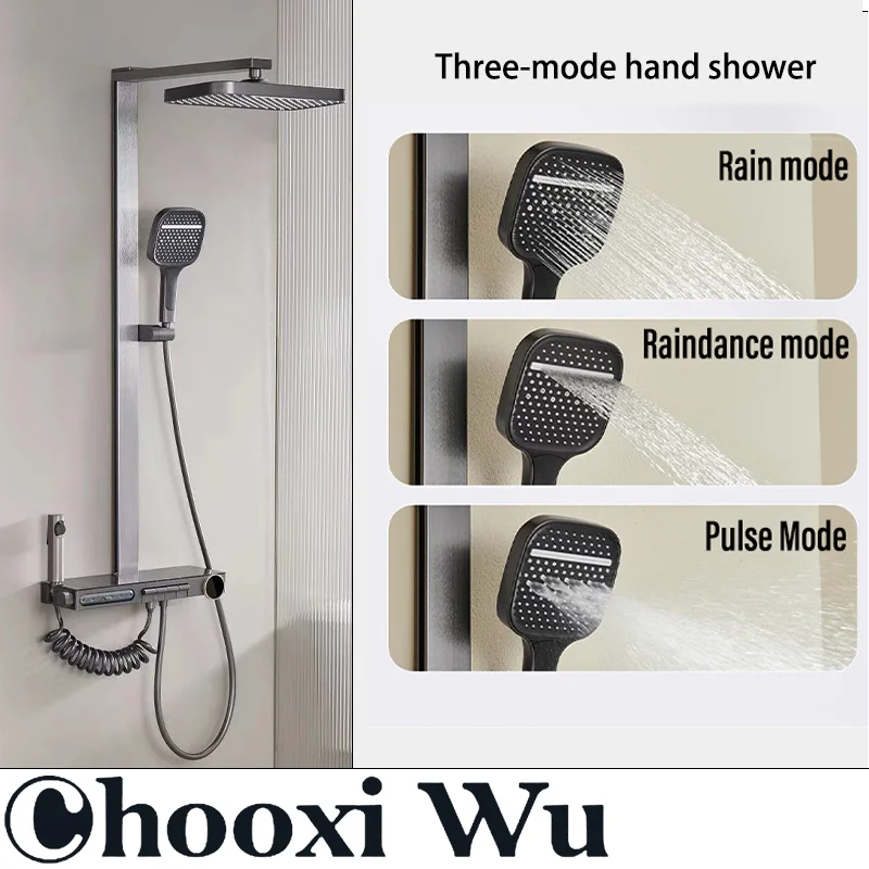 

CHOOXIWU-Thermostatic Shower System Smart Digital Bathroom Shower Faucet Set Temperature Display Shower Bathroom Shower Set