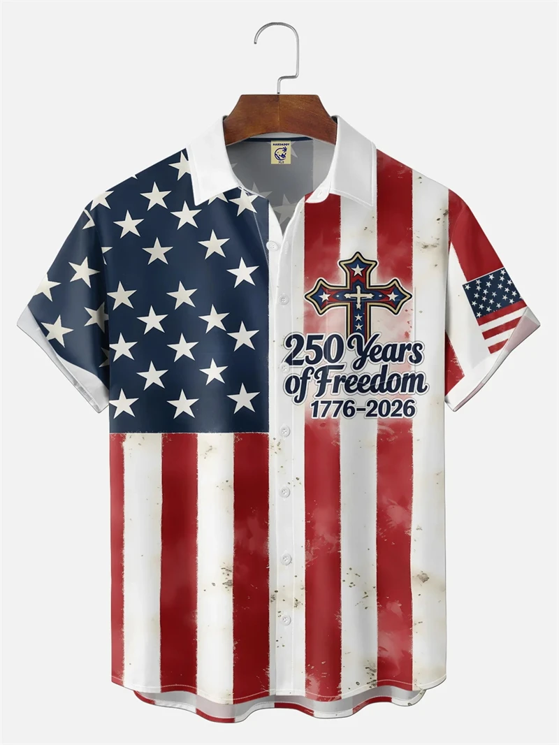 

250 Years Of Freedom 1776-2026 Hawaiian Shirt For Men Women Tops USA Independence Day Shirt Clothing 4th Of July Patriotic Gifts