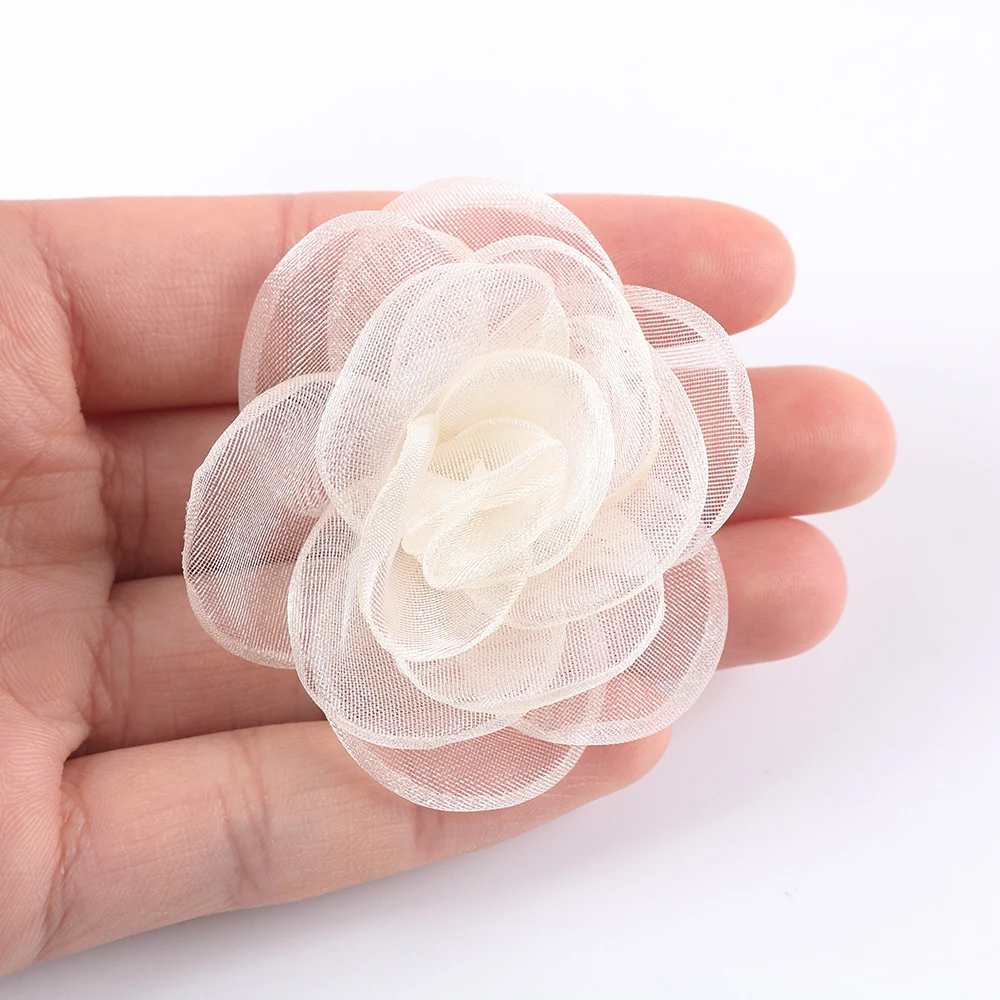 

5pcs Chiffon Artificial Hair Flowers Clothing Making Hair Accessories Rose Flower Wreath Christmas Decorations DIY Craft