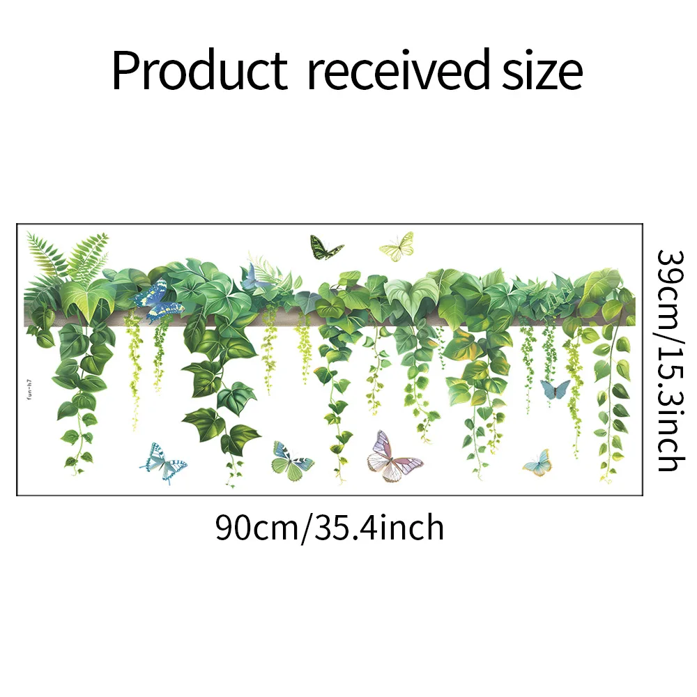 1pcs Green Plant Leaves Butterfly Study Living Room Wall Beautification Decorative Wall Stickers One Piece  Wall Sticker Bedroom