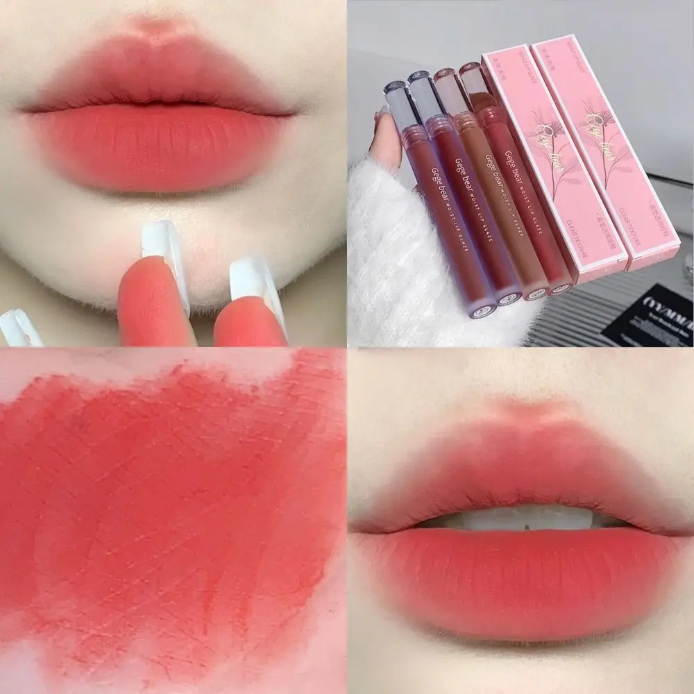 Brilho labial hidratante de cristal, veludo mate, clareamento, macio, lama labial enevoada, copo antiaderente, impermeável, esmalte, natural, maquiagem pura