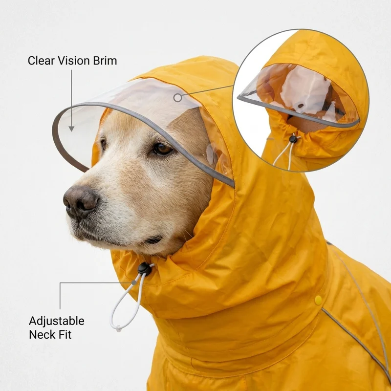 Dog raincoat full body waterproof pet raincoat with tail cover reflective pet raincoat suitable for small medium and large dogs