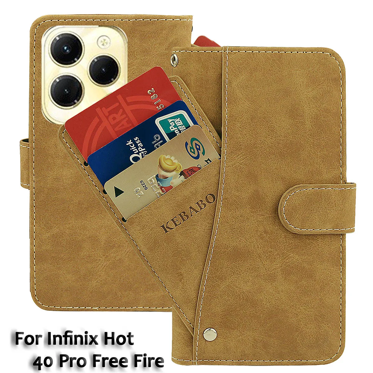 Vintage Leather Wallet Infinix Hot 40 Pro Free Fire Case 6.78