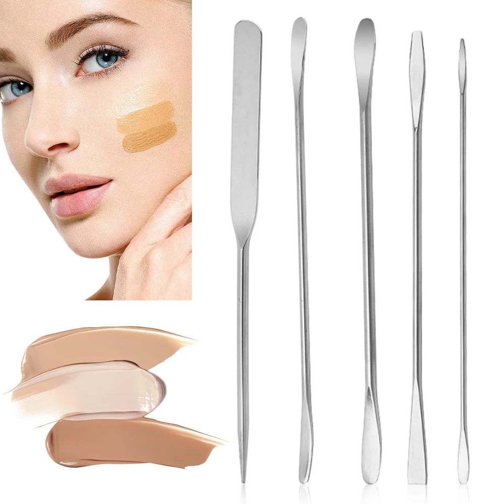 Espátula de base de aço inoxidável, tintas de maquiagem, creme de base, vara de mistura, ferramentas cosméticas, espátula de maquiagem de aço inoxidável