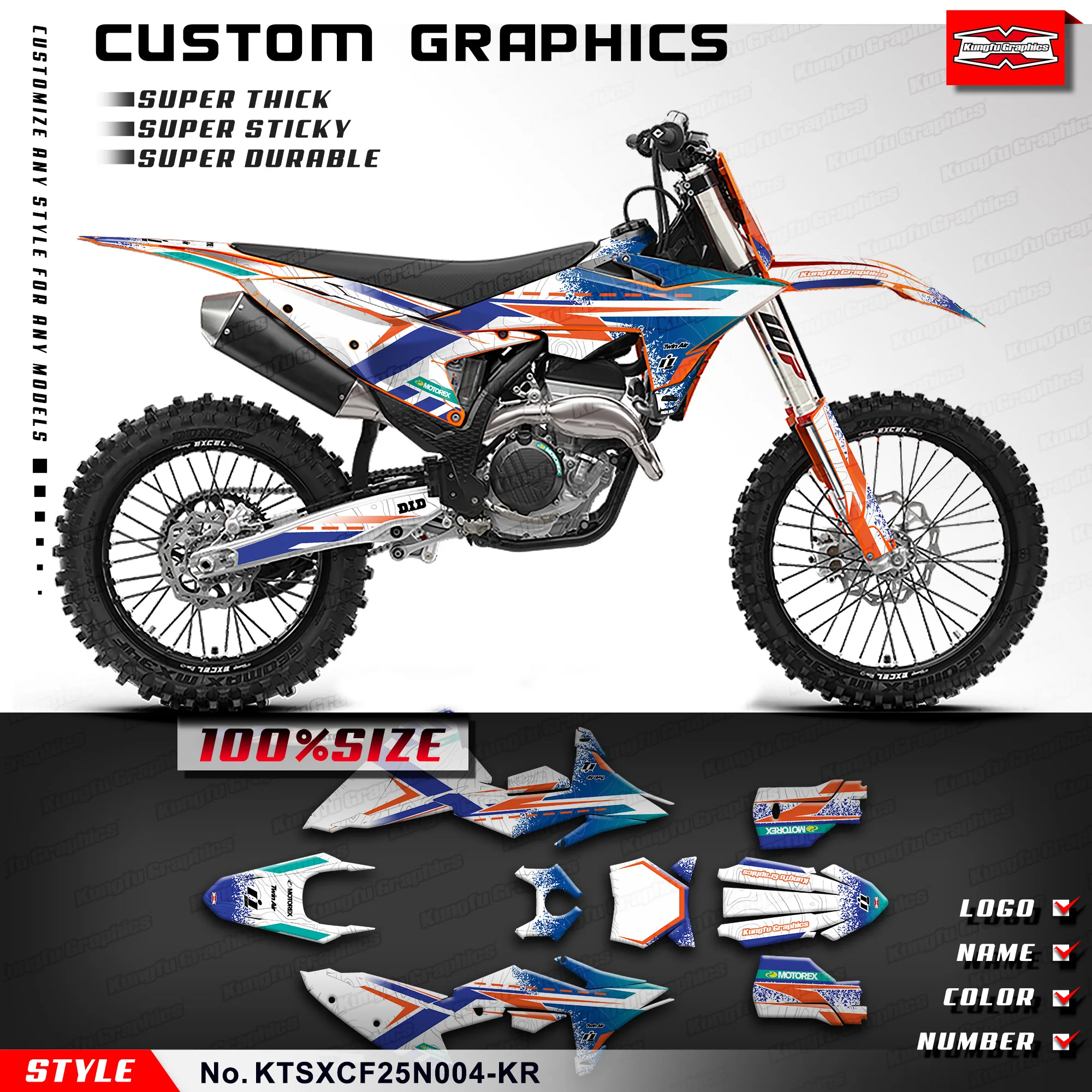 

KUNGFU GRAPHICS Stickers Set Motorcycle Graphics for KTM SX SXF XC XCF 25 26 & SXF 250 FACTORY EDITION 2024, KTSXCF25N004-KR