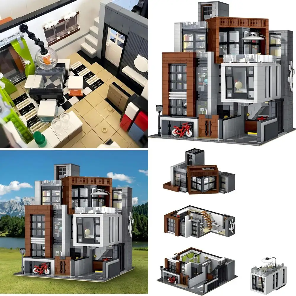

Jim's Modular Cubist Villa: Compatible City Building Blocks Set for Lego & Major Brands