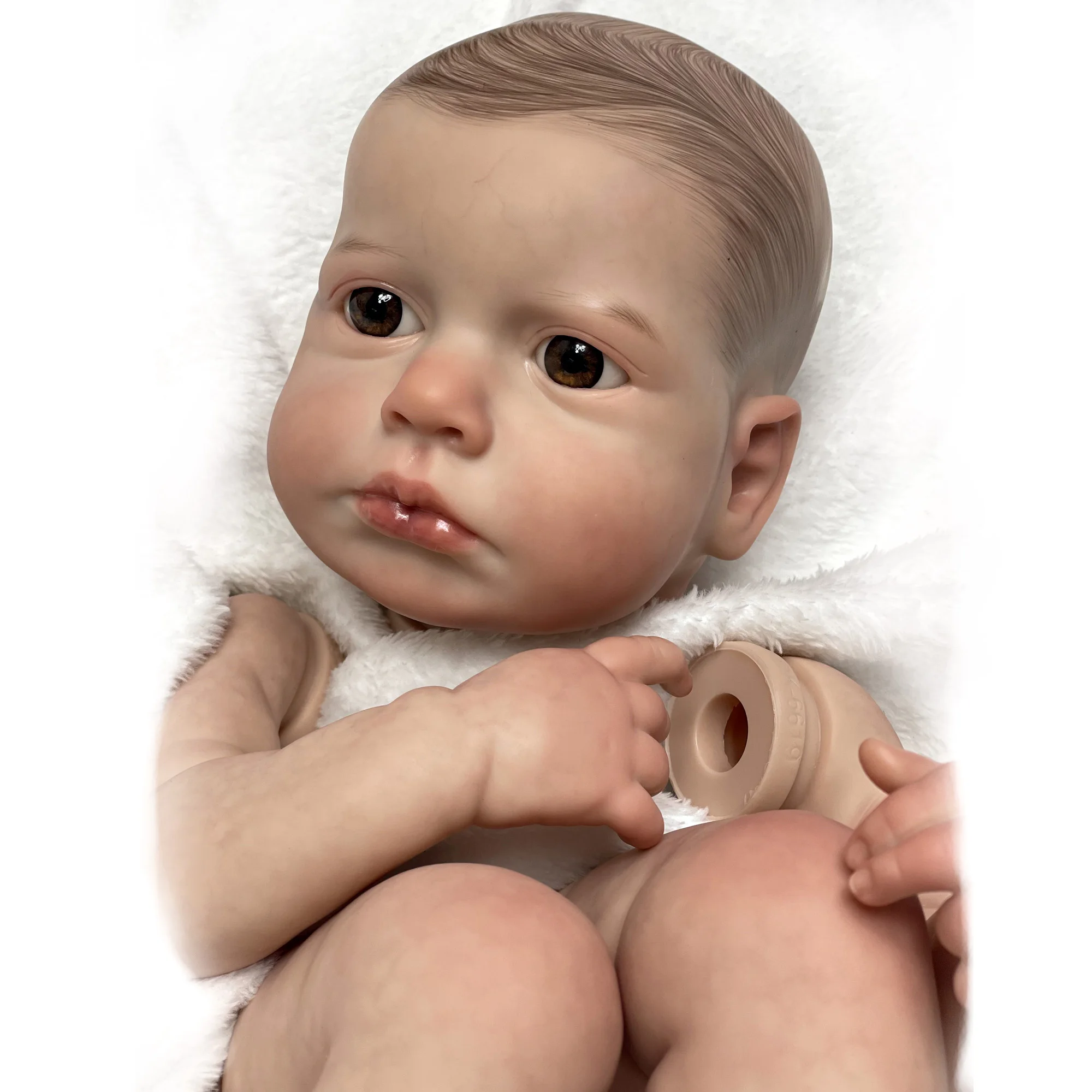 

20 Inch Loulou Open Eyes Painted Bebe Reborn Kits Handmade Soft Vinyl DIY Reborn Kit Include Cloth Body