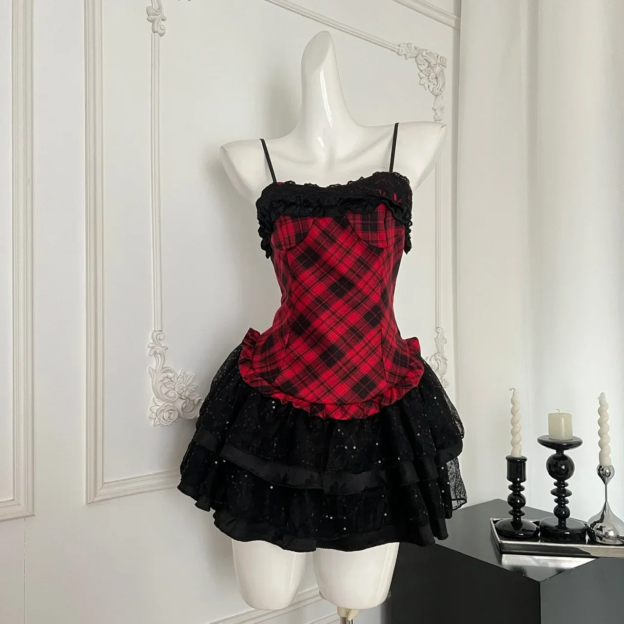Winter Y2k Sexy Elegant 2 Piece Sets Woman Chic Short Coat + Plaid Fluffy Vintage Dress Female Korean Fashion Retro Suits 2025