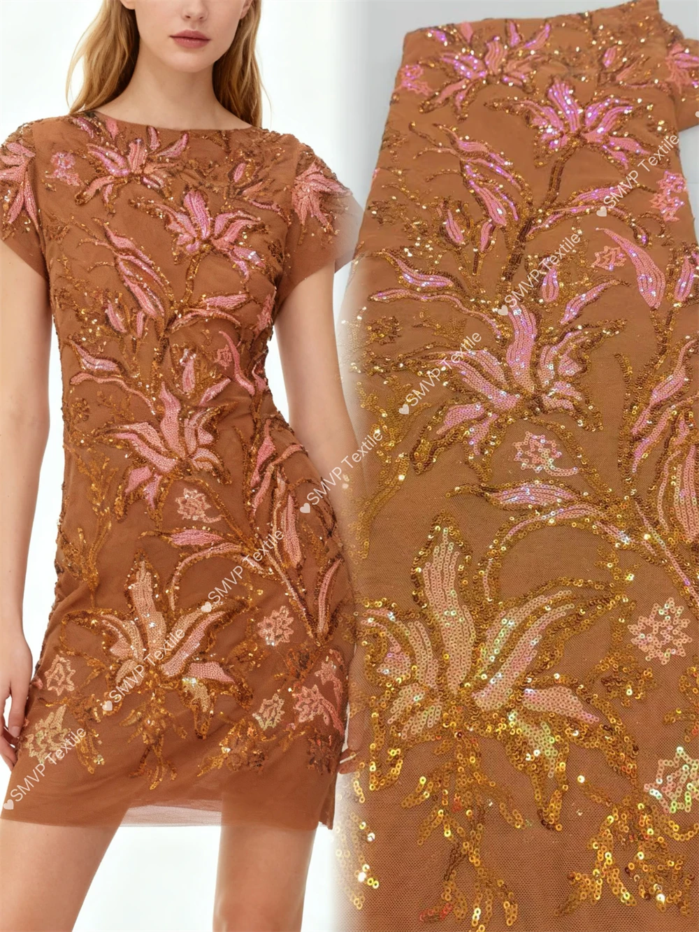 

High Quality nigerian lace fabrics for Wedding Fabric Material White Bridal Lace with Sequins Luxury African Lace Fabric 5 Yards