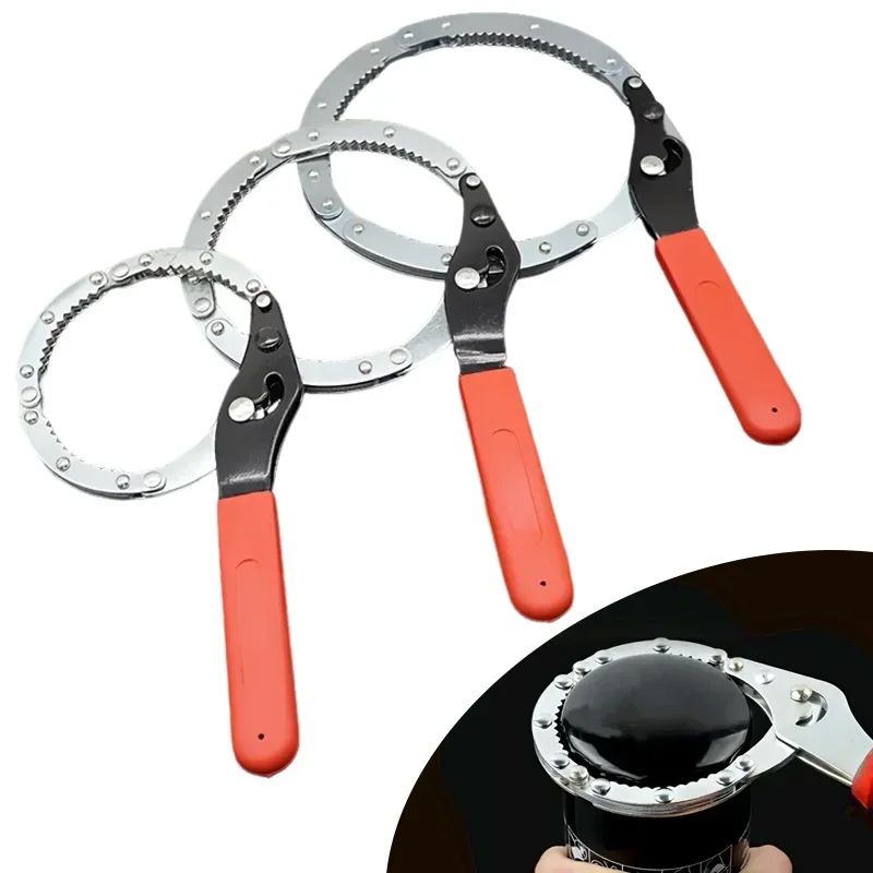 Compact Oil Filter Wrench Adjustable with Ergonomic Grip, Heavy-Duty Steel Construction for Automotive Filter Removal 3 Pack