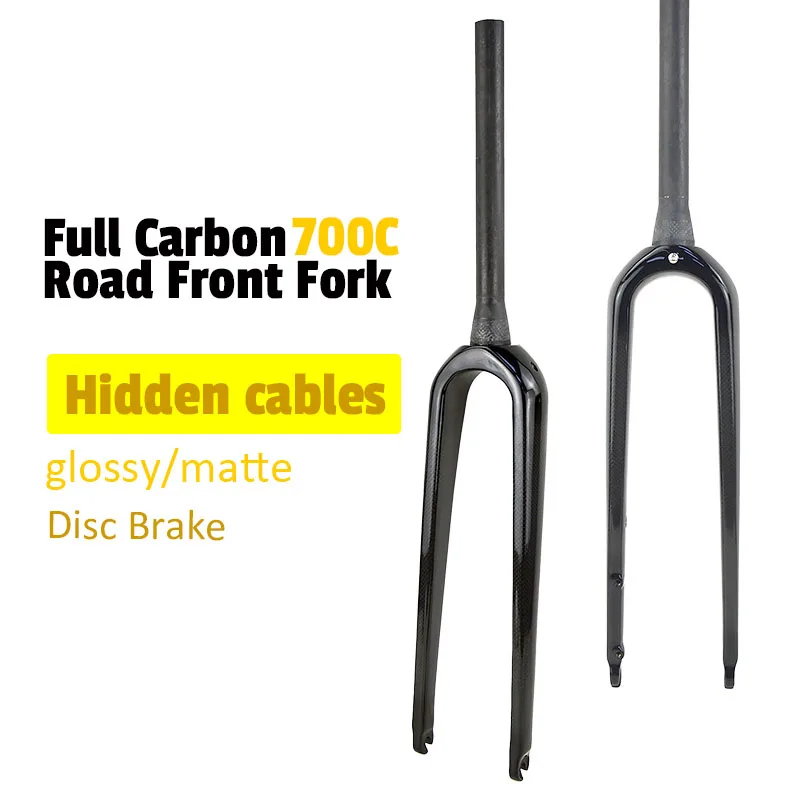 

Full Carbon Road Gravel Fork with Internal Routing Flat Disc Brake Quick Release for 700x28-55C Tires