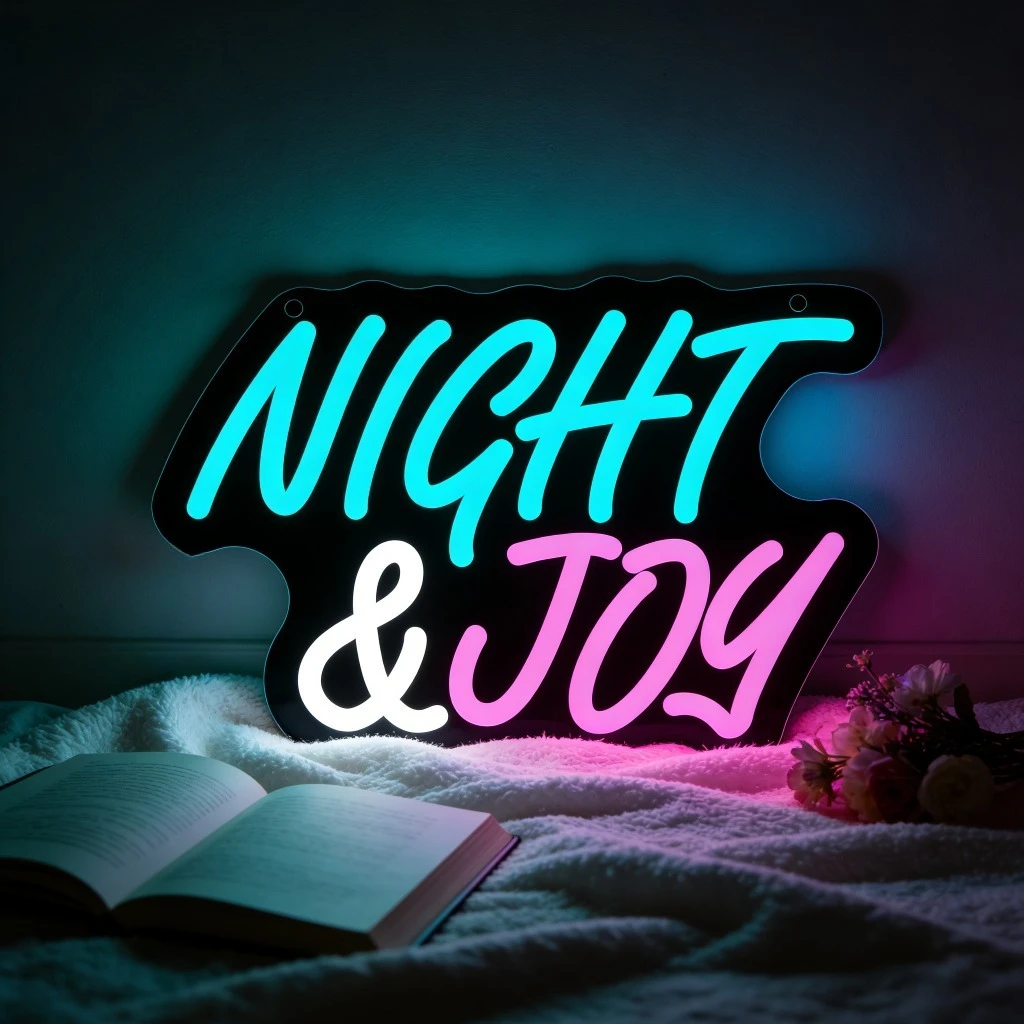 

Светодиодная неоновая вывеска Night Joy для спальни, гостиной, домашнего декора, красочное настенное искусство, создающее уютную романтическую атмосферу, уникальный подарок