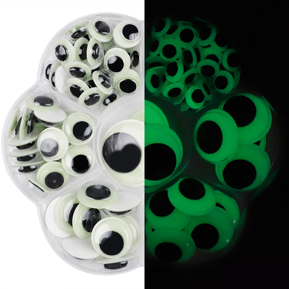 1 Box Luminous Plastic Eye  PE Wiggly Googly Eyes (With Self-adhesive) For Toy Accessory DIY Crafts H0231