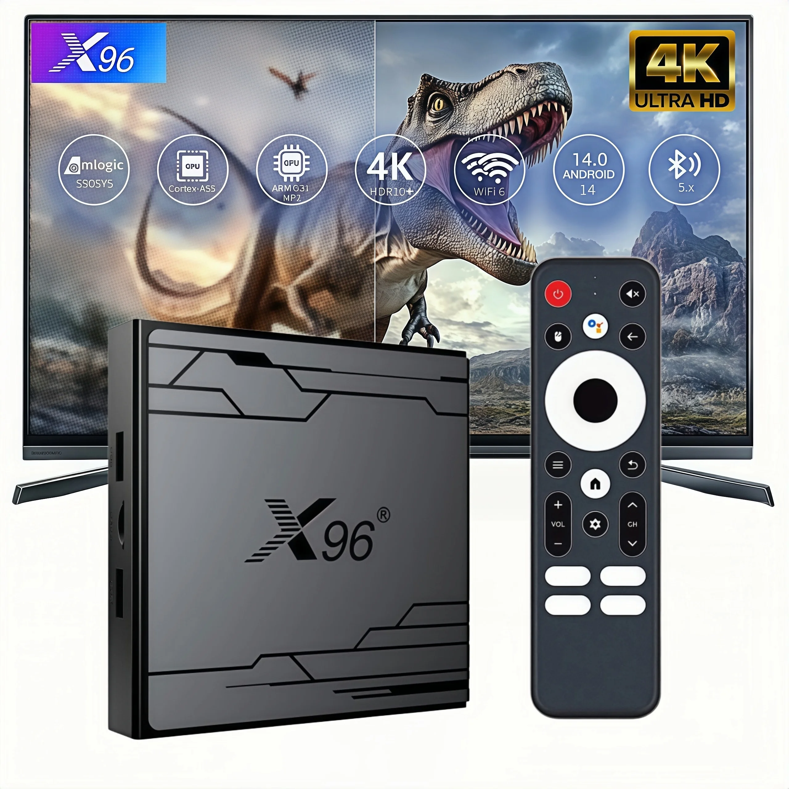 X96 NEX Android14 TV Box Amlogic S905Y5 4GB+32GB Wi-Fi 6 BT5.0 Decodifica 4K HDR10+ AV1 Lettore Multimediale HDMI Ottico USB Home Theater