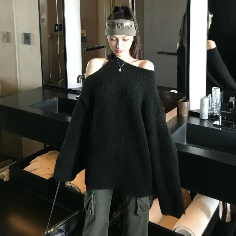 

Свитера, джемперы, пуловеры для женщин, Y2K, готический мягкий подол, полуприталенные кофейные, сексуальные, женские, довольно приподнимающие, однотонные, осенние, спортивные