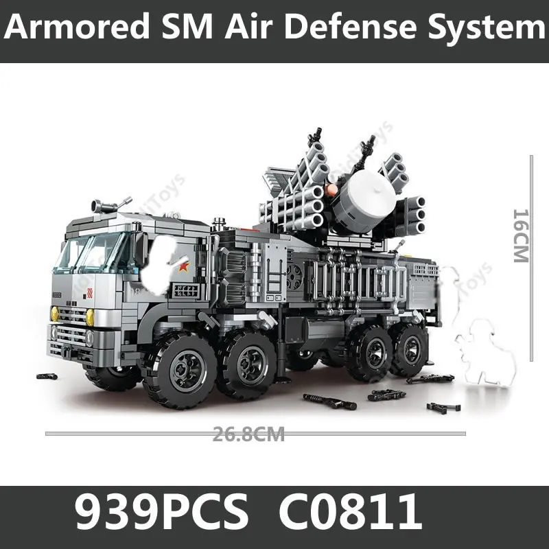 2024N Russia Armored SM Air Defense System Building Blocks Military Bricks Model Kids Toys 939PCS