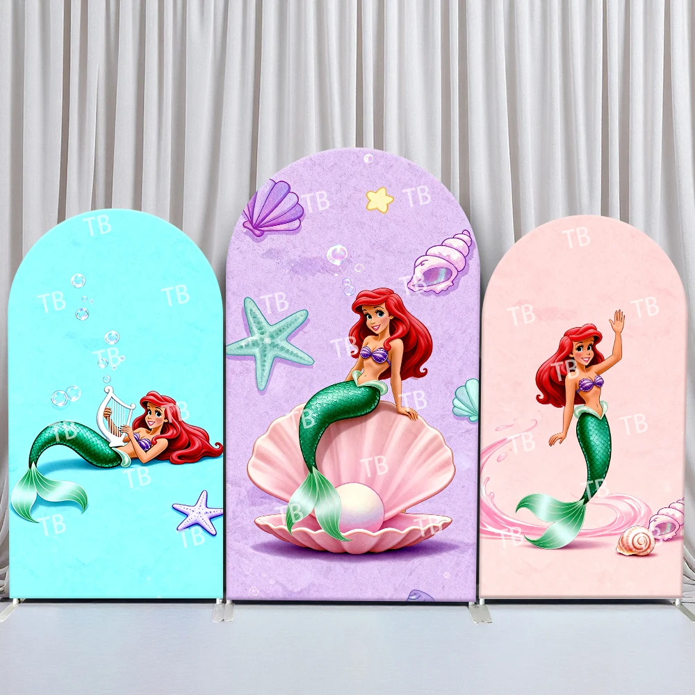 

TB The Little Mermaid Ariel Arch Backdrop Cover Shell Pearl Underwater Scene for Kids Birthday & Baby Shower Party Photo Booth