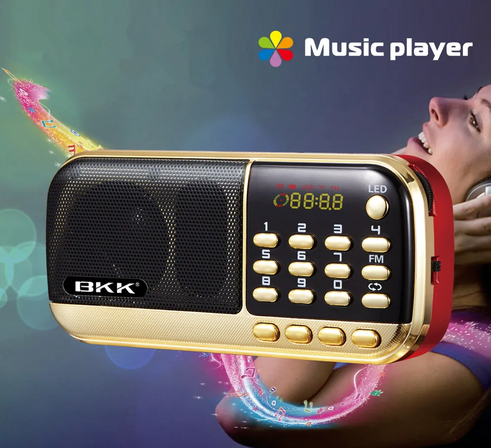 EONKO-B836BT راديو بلوتوث مع FM ، TF ، USB ، تسجيل سماعة الرأس ، مصباح يدوي ، بطارية قابلة للشحن ، 2x1200mAh