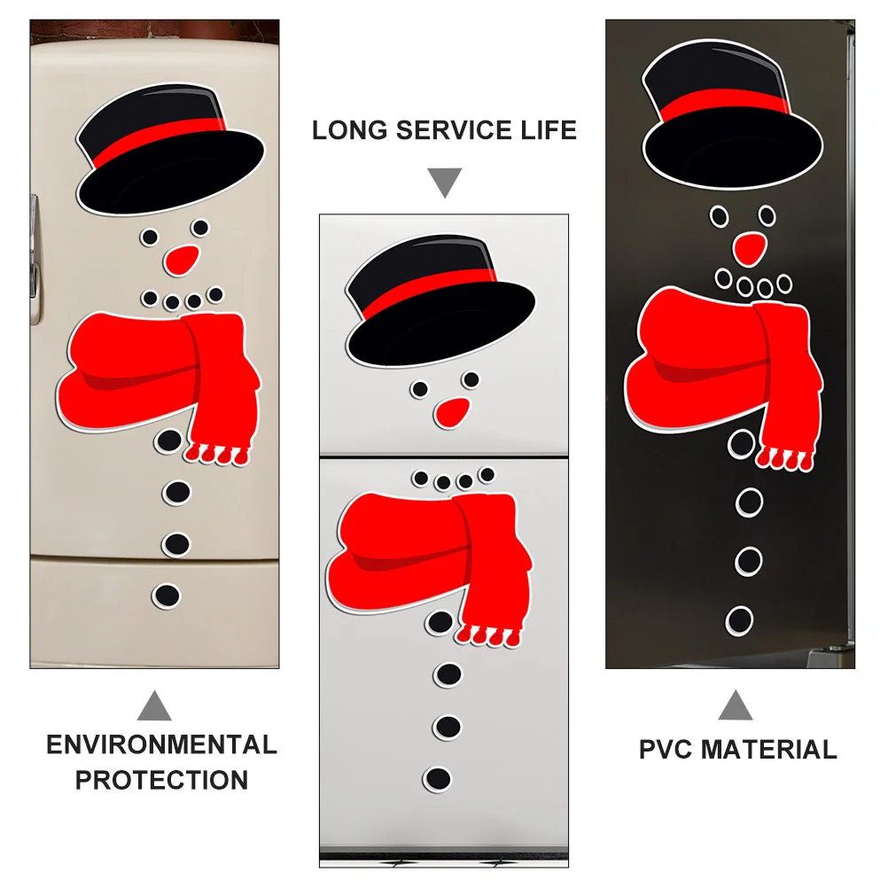 Refrigerator Sticker Christmas Fridge Magnets Stickers Snowman Water Proof Decor
