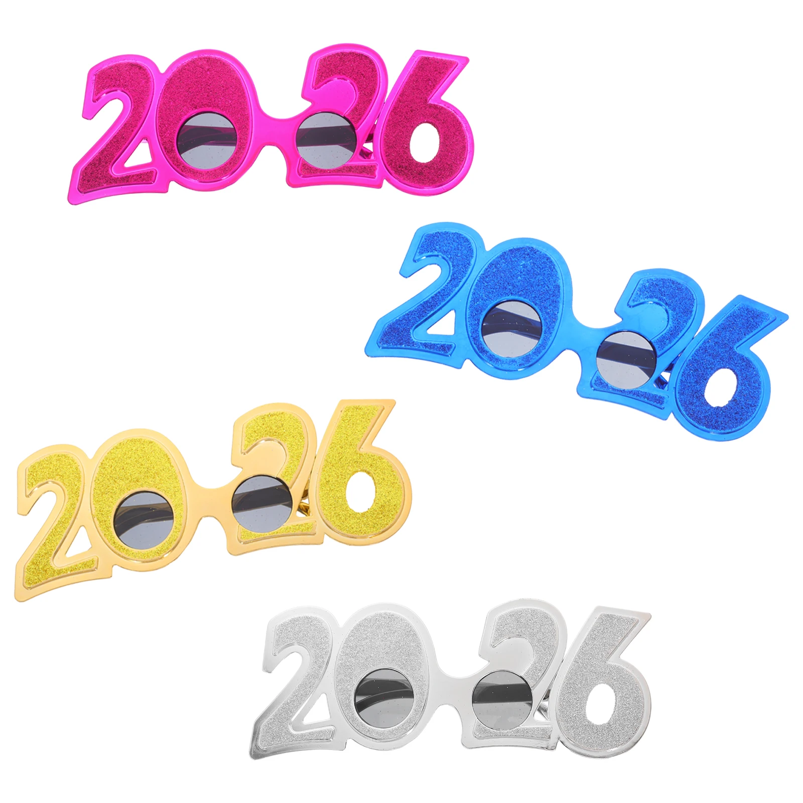 

4 Pcs New Year Digital Glasses Glitter Eve Eyeglasses Decorative Mirror Years Sunglasses