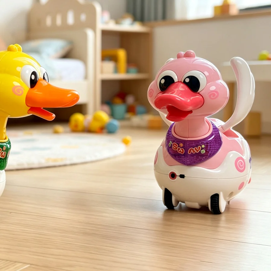 Electric Sensor-acivated Automatic Avoidance Swinging Duck With Lights And Music, Cute And Educational Toy Duck