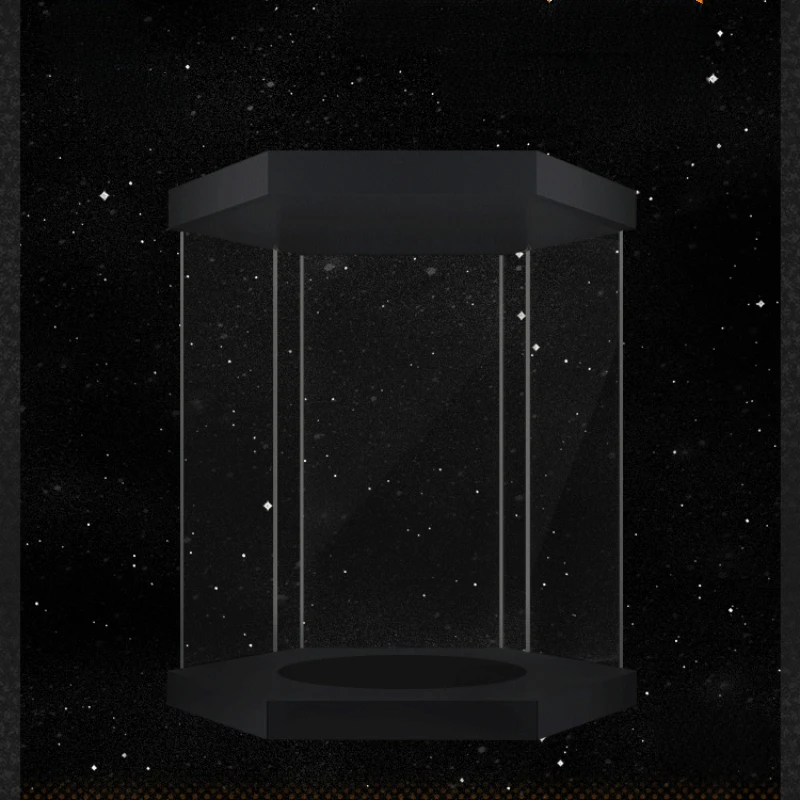 Fully Enclosed Dust Proof Hexagonal Assembly Rotating LED Die-cast Display Case HT Large Size Soldier Character Collectible