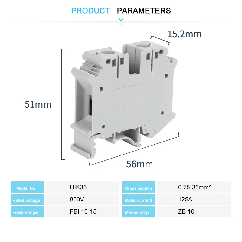 5Pcs UIK 35 Installation Universal Screw Feed-through Strip Plug Wire Electrical Connector Din Rail Terminal Block UIK35