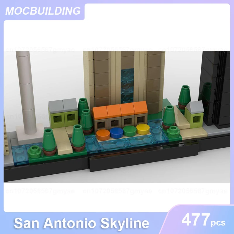 San Antonio Skyline Arquitetura Modelo MOC Blocos de Construção DIY Montar Tijolos Educacionais Criativos Coletar Brinquedos Presentes 477PCS